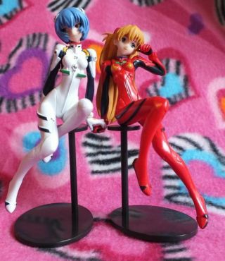 Official Neon Genesis Evangelion Rei And Asuka Figurines Young Ace 2013 Cosplay
