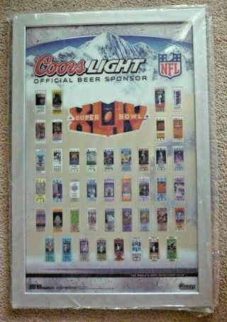Coors Light Nfl Bowl Xliv Framed Mirror Sign Pictures Of Tickets 2 