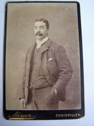 Vintage Cabinet Card Man In Suit With Watch Chain Mercer Enniskillen N Ireland