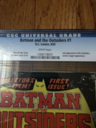 Batman and the Outsiders 1 CGC 9.  8 white pages DC Comics 1983 2