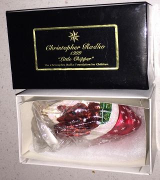 Christopher Radko 1999 Little Chipper Squirrel Glass Christmas Ornament