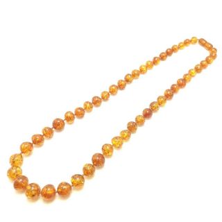 10 - 15mm Natural Cognac Baltic Amber Round Necklace Beads 48 Gram Vintage