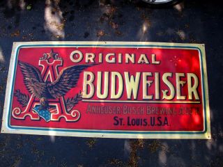 Budweiser Anheuser Busch Bud Light Vintage Antique Style Banner Poster Sign