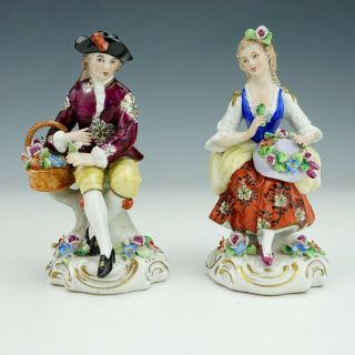 Vintage Sitzendorf Dresden China - Young Man & Lady Figurine - Lovely