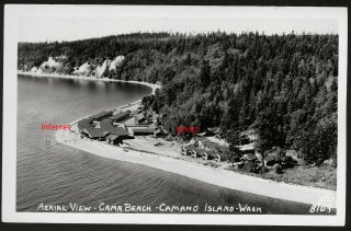 Photo Postcard,  Rppc,  Birds Eye View,  Cama Beach Resort,  Camano Island,  Washington