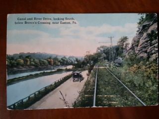 1915 Canal & River Drive Road Train Tracks Below Brown 