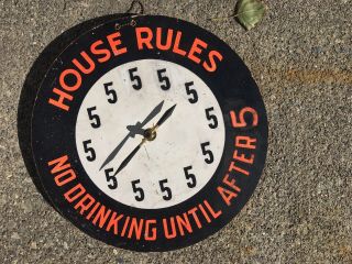 Vintage Bar Clock Sign Mancave Garage Shop Beer Tobacco