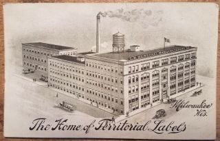 1914 C.  B.  Henschel Mfg Building,  Milwaukee Wi Adv Pc Territorial Cigar Box Label