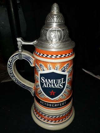 Sam Adams Samuel 2017 Octoberfest Beer Stein W Lid Limited Number 2691,  R