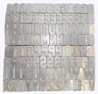 112 Piece Vintage Letterpress Wood Wooden Type Printing Blocks 33 M.  M.  Bc - 1834