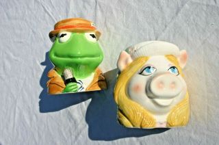 2 Vintage 3d Sigma Coffee Mugs Kermit The Frog And Miss Piggy