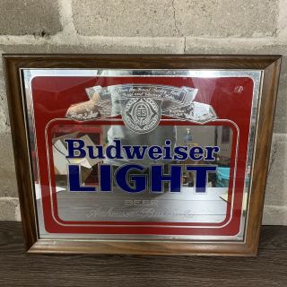 Budweiser Light Beer Anheuser - Busch Inc Bar Mirror Man Cave 22 " X 18 "
