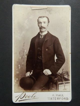 Vintage Irish Victorian Cdv - Studio Posed Male - C 1870 - 80 - Waterford