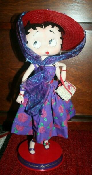 Over Fifty And Fabulous,  Red Hat Society Betty Boop Porcelain Doll (estate Fine)