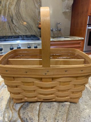 Longaberger Spring Basket With Protector & Woodcrafts 4 Way Divider