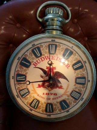 Vintage Anheuser Busch Budweiser Bubble Lighted Clock King Of Beers Bar Sign