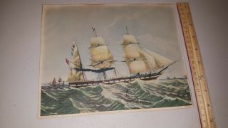 Vintage Lithograph Print By Sidney Z Lucas,  York The Steamship " Argo " 1853