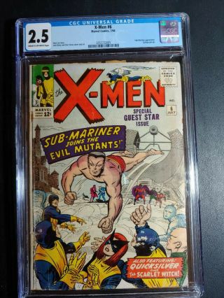 X - Men 6 Cgc 2.  5 1964 Stan Lee Jack Kirby Sub - Mariner