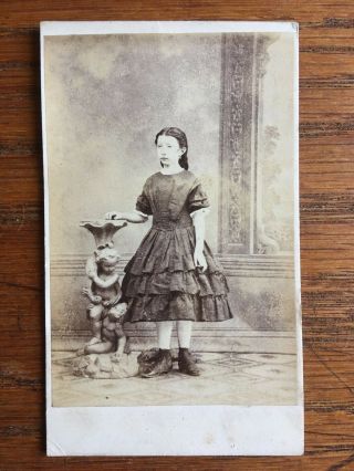Antique Carte De Viste Photograph Victorian Portrait Of A Young Girl