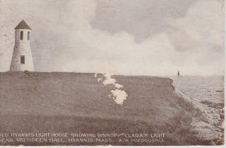 Hyannis,  Mass.  Lighthouse Vintage Postcard,  Rppc,  1907,  Posted