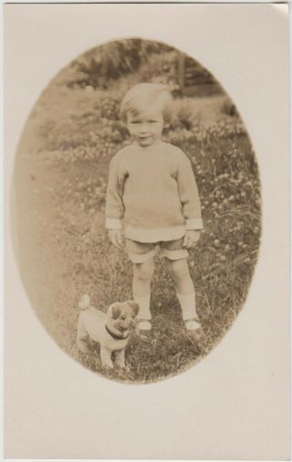 Old Photo Postcard People Fashion Children Clothing Toy Dog Pug Ap1