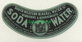 South Western Mineral Water Co Pictorial Label Soda Water Wimbourne Bournemouth