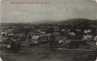 Vintage Postcard Panoramic View Birds Eye South Paris Maine