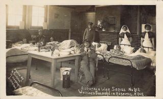 Rppc Real Photo,  Ww2,  Nurses,  Wounded Soldiers In Hospital,  England Old Postcard