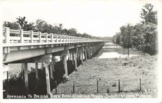 Vintage Rppc Bridge Over Apalachicola River Blountstown Florida Photo Postcard