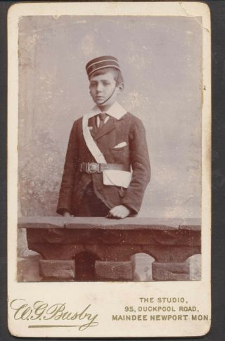 Cdv3110 Victorian Carte De Visite: Boy In Uniform,  Busby,  Newport