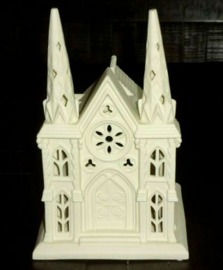 Partylite Bisque Cathedral Lights Church Tealight Candle Holder Village P7307