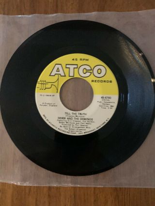 Derek And The Dominos Tell The Truth - Roll It Over Orig Atco 45 Vg,  Nm Clapton