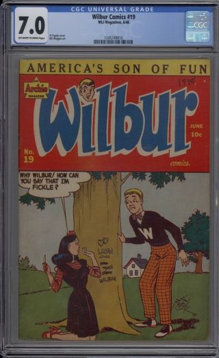 Wilbur Comics 19 Cgc 7.  0 Fn/vf Al Fagaly Cover 1948 Bill Woggon Art Htf
