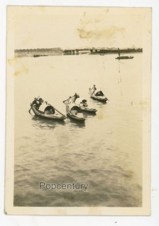 1932 Photograph China Shanghai Uss Blackhawk Us Navy Water Taxis Sharp Photo