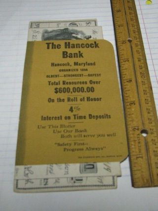 Vintage The Hancock Bank,  Hancock MD 1920 ' s Paper Memorabilia Book Mark 2