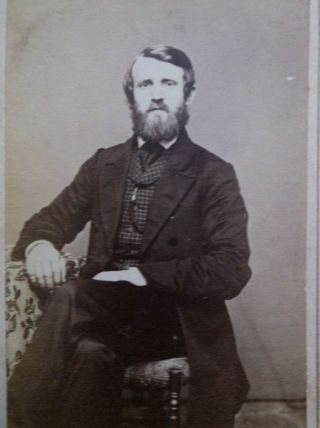 Civil War Era Cdv Handsome Man Long Jacket Beard Mustache Mt.  Morris Ny