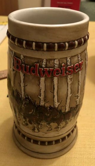 Vintage Budweiser Holiday Stein Clydesdale Snowy Woodlands 1981 Mug Ceramarte