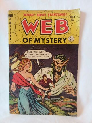 Ace Comics 1952,  Web Of Mystery 11,  Vg,  Pre - Code Horror Werewolf
