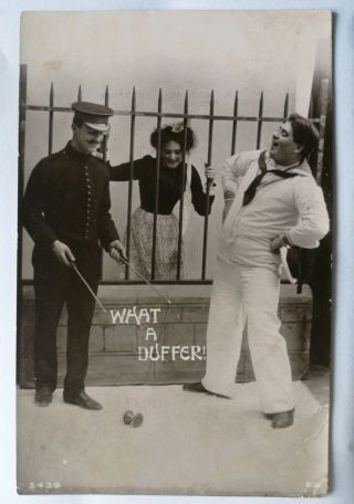 Vintage Old Photo Postcard People Men Pretty Women Police Uniform Diablo Game