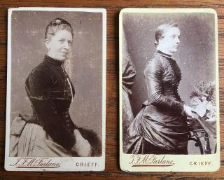 2 Antique Carte De Viste Photographs Victorian Portraits Two Ladies