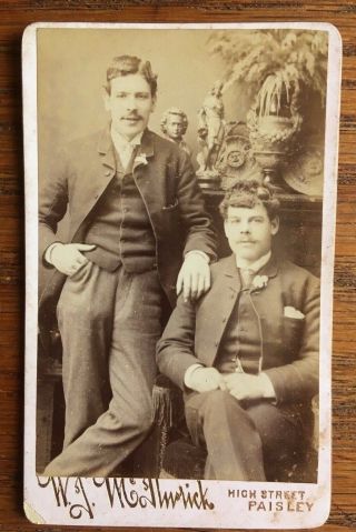 Antique Carte De Viste Photograph Victorian Portrait Of A Two Young Gentlemen