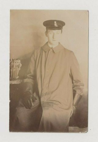 Vintage Photo Man Soldier Military Uniform Cap Coat Gloves Fd93