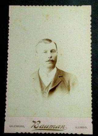 1886 Cabinet Photo Of Andrew Cherline Taken By Bauman 119 Main Galesburg Il