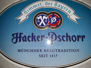 Hacker - Pschorr Pschorr Oval Enamel Metal Beer Sign 21 