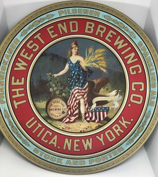 West End Brewing Co Beer Tray 13 " - Utica Ny Mansfield England Barringer Wallis