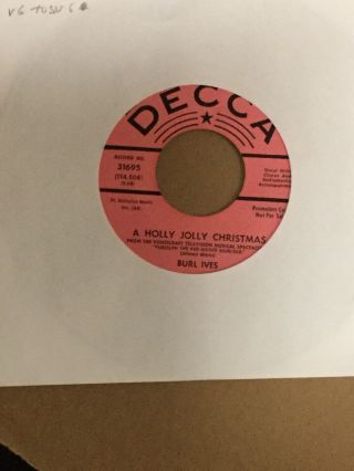 Burl Ives A Holly Jolly Christmas/snow For Johnny On Decca 31695 Promo Vg To Svg