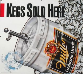 Miller Draft " Kegs Here " 30 " X 27 1/2 " Metal Tin Beer Sign