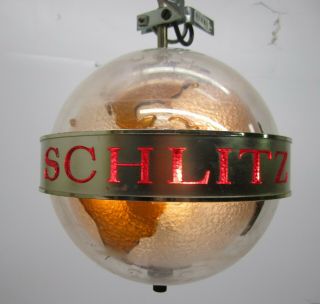Vtg 1968 Schlitz Advertising Spinning Globe Beer Sign Wall Light Bar Pub Parts