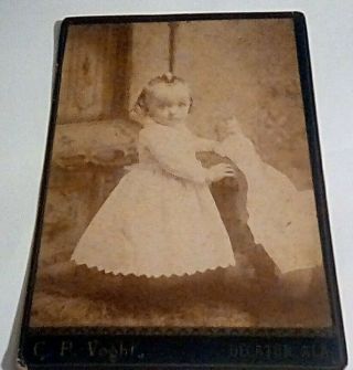 Antique Cabinet Card - Little Girl With Doll - Decatur,  Ala.
