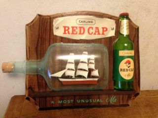 Vintage Carling Red Cap Ale Sign Ship In Bottle Mancave Most Unusual Ale